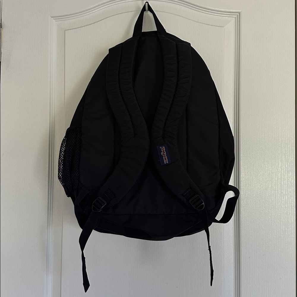 Jansport Black Backpack with Navy Logo Patch - Picture 5 of 15